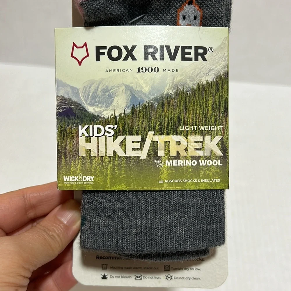 💗NWT Fox River Kid's Robin Hood Lightweight Crew Hiking Sock Merino Wool-Size L